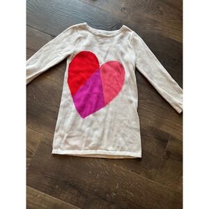 Gymboree Girls Sweater Dress Size 5 Long Sleeve Knit Heart Red Pink Purple